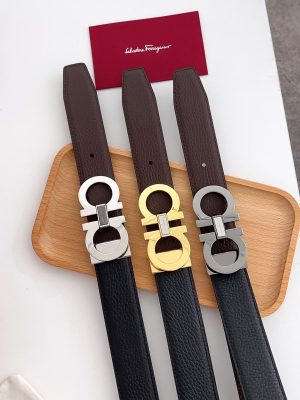 Ferragamo. width 3.5cm Haute Couture men's belts double-sided imported cowhide