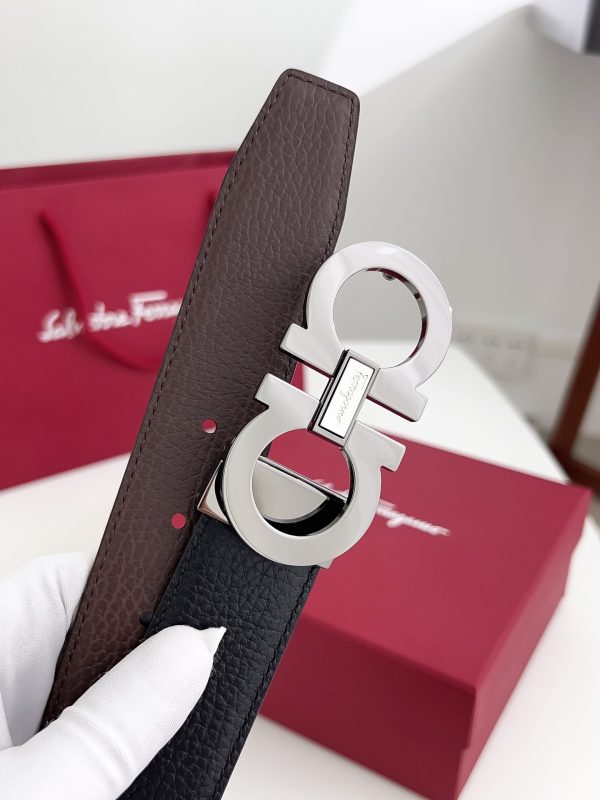 Ferragamo. width 3.5cm Haute Couture men's belts double-sided imported cowhide