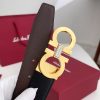 Ferragamo. width 3.5cm Haute Couture men's belts double-sided imported cowhide