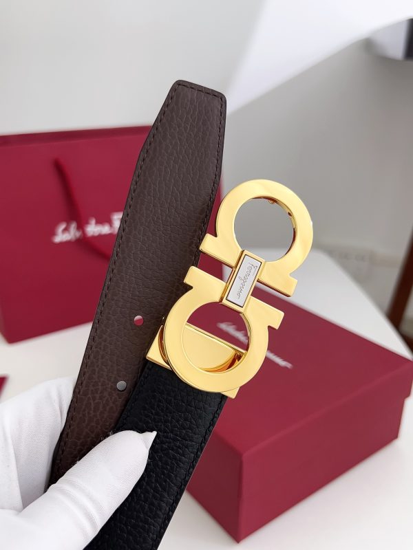 Ferragamo. width 3.5cm Haute Couture men's belts double-sided imported cowhide