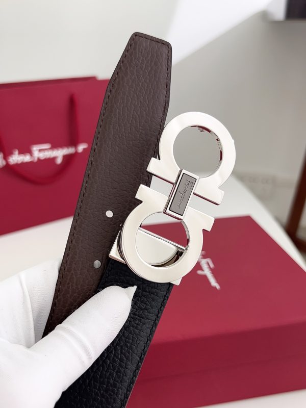 Ferragamo. width 3.5cm Haute Couture men's belts double-sided imported cowhide