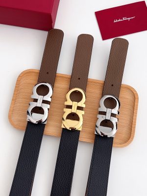 Ferragamo. width 3.5cm Haute Couture men's belts double-sided imported cowhide