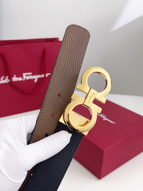 Ferragamo. width 3.5cm Haute Couture men's belts double-sided imported cowhide
