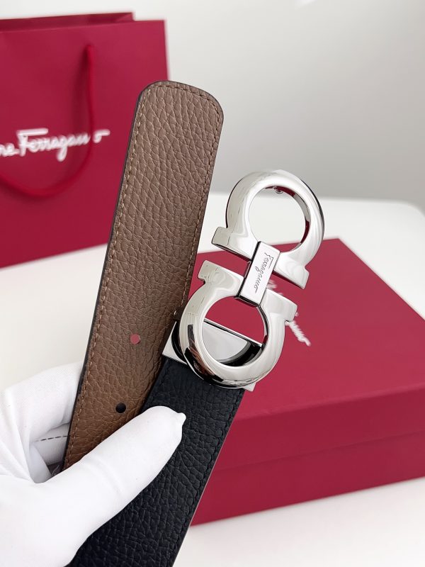 Ferragamo. width 3.5cm Haute Couture men's belts double-sided imported cowhide