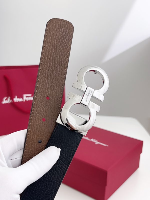 Ferragamo. width 3.5cm Haute Couture men's belts double-sided imported cowhide