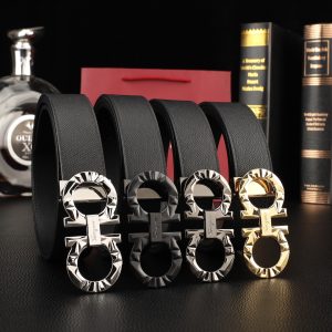 Ferragamo. width 3.5cm Haute Couture men's belts double-sided imported cowhide