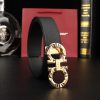 Ferragamo. width 3.5cm Haute Couture men's belts double-sided imported cowhide