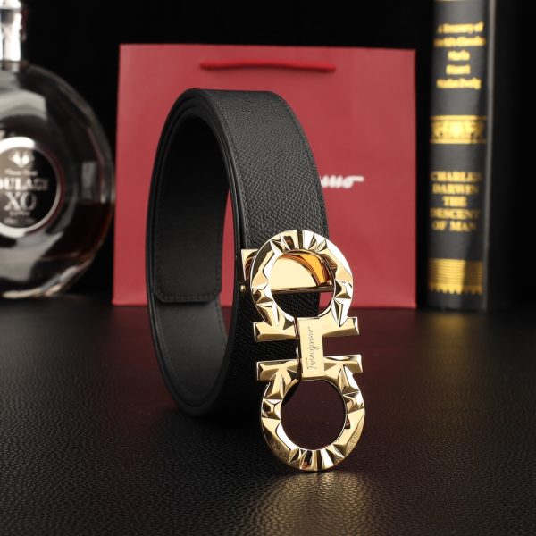 Ferragamo. width 3.5cm Haute Couture men's belts double-sided imported cowhide