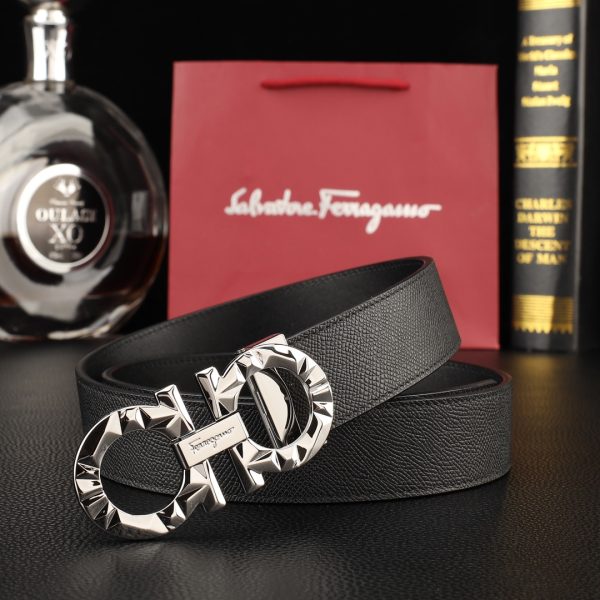 Ferragamo. width 3.5cm Haute Couture men's belts double-sided imported cowhide