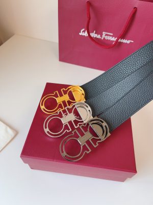 Ferragamo. width 3.5cm Haute Couture men's belts double-sided imported cowhide