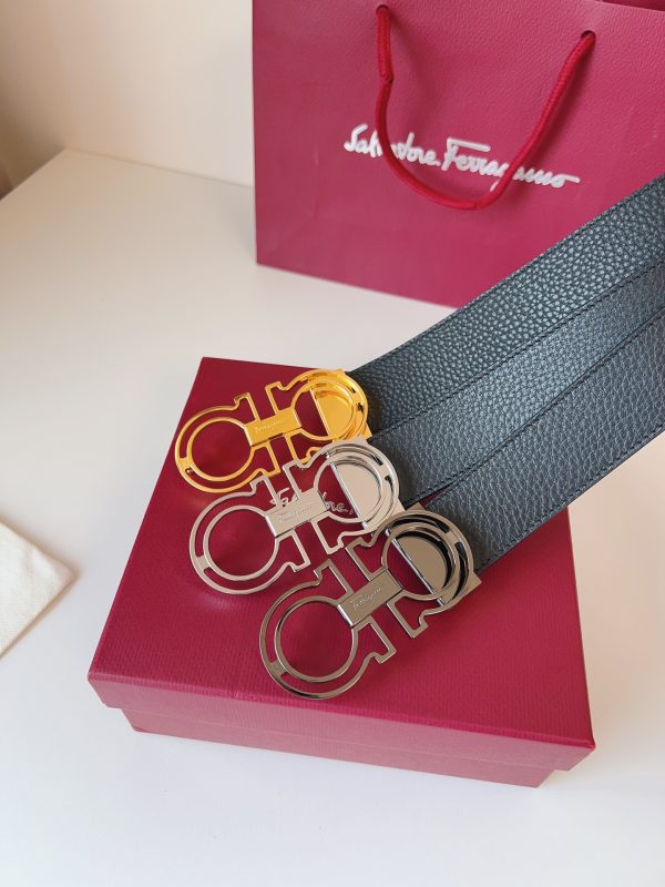 Ferragamo. width 3.5cm Haute Couture men's belts double-sided imported cowhide