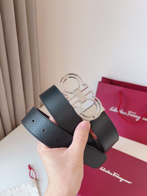 Ferragamo. width 3.5cm Haute Couture men's belts double-sided imported cowhide
