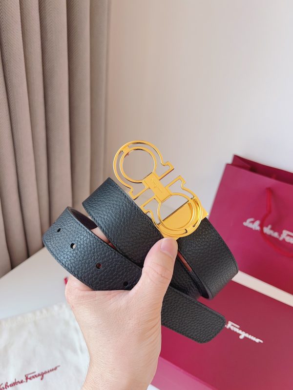 Ferragamo. width 3.5cm Haute Couture men's belts double-sided imported cowhide