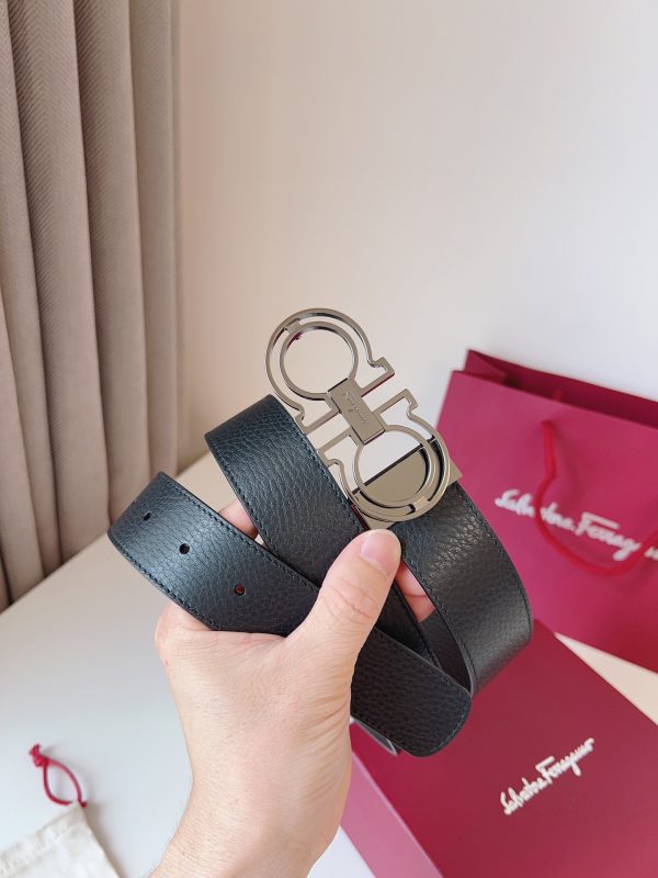 Ferragamo. width 3.5cm Haute Couture men's belts double-sided imported cowhide
