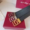 Ferragamo. width 3.5cm Haute Couture men's belts double-sided imported cowhide
