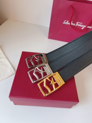 Ferragamo. width 3.5cm Haute Couture men's belts double-sided imported cowhide