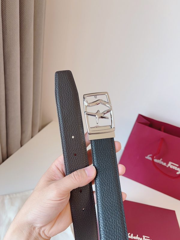 Ferragamo. width 3.5cm Haute Couture men's belts double-sided imported cowhide