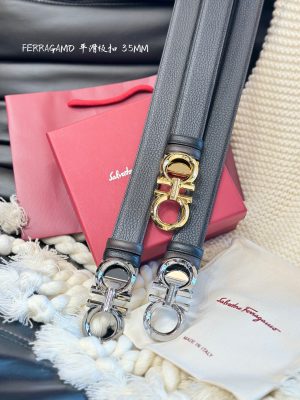 Ferragamo. width 3.5cm Haute Couture men's belts double-sided imported cowhide