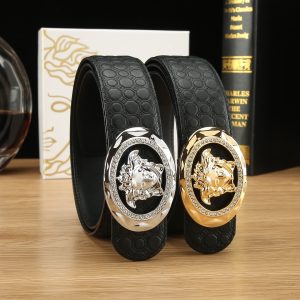 Cái nút thép không gỉ cao cấp Versace, rộng 3.8cm, được trang bị da bò hai mặt nhập khẩu từ Ý