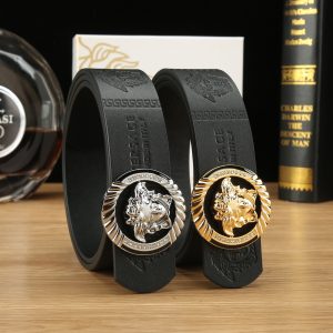 Cái nút thép không gỉ cao cấp Versace, rộng 3.8cm, được trang bị da bò hai mặt nhập khẩu từ Ý