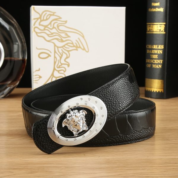 Cái nút thép không gỉ cao cấp Versace, rộng 3.8cm, được trang bị da bò hai mặt nhập khẩu từ Ý