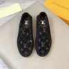 Louis Vuitton, người đàn ông, giày đậu, đậu, da, vải, bò đen