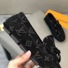 Louis Vuitton, người đàn ông, giày đậu, đậu, da, vải, bò đen