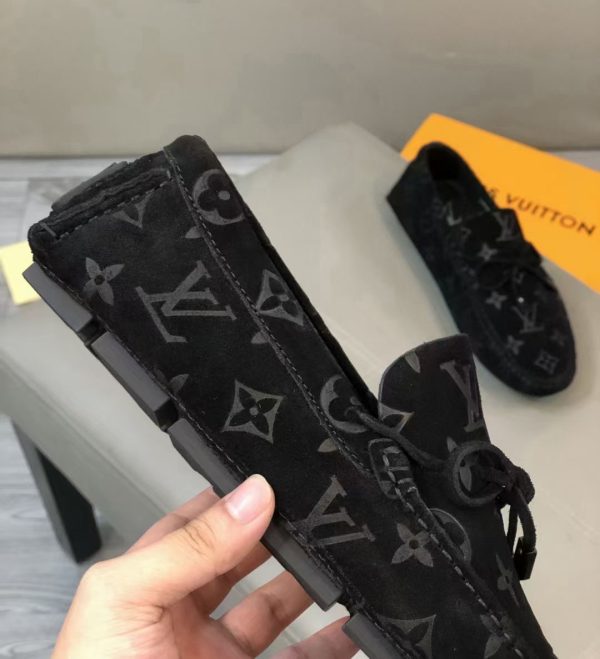 Louis Vuitton, người đàn ông, giày đậu, đậu, da, vải, bò đen