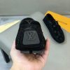 Louis Vuitton, người đàn ông, giày đậu, đậu, da, vải, bò đen