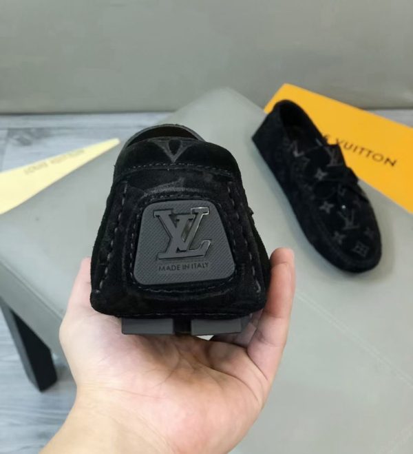 Louis Vuitton, người đàn ông, giày đậu, đậu, da, vải, bò đen