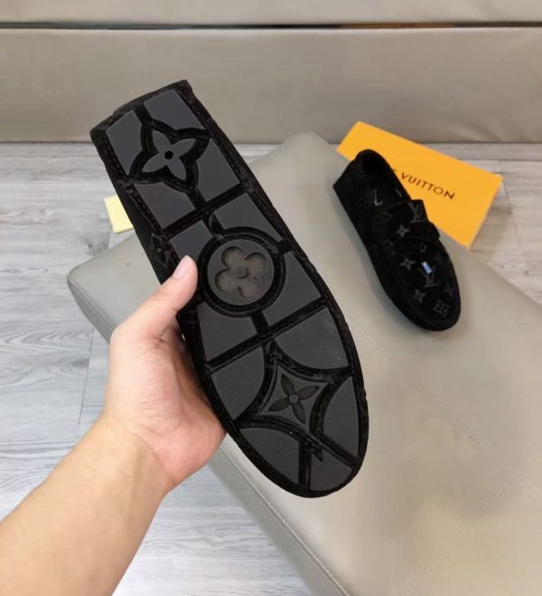 Louis Vuitton, người đàn ông, giày đậu, đậu, da, vải, bò đen