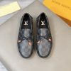 Louis Vuitton, người đàn ông, giày đậu, đậu, da, vải, bò đen