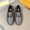 Louis Vuitton, người đàn ông, giày đậu, đậu, da, vải, bò đen