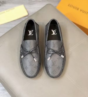 Louis Vuitton, người đàn ông, giày đậu, đậu, da, vải, bò đen