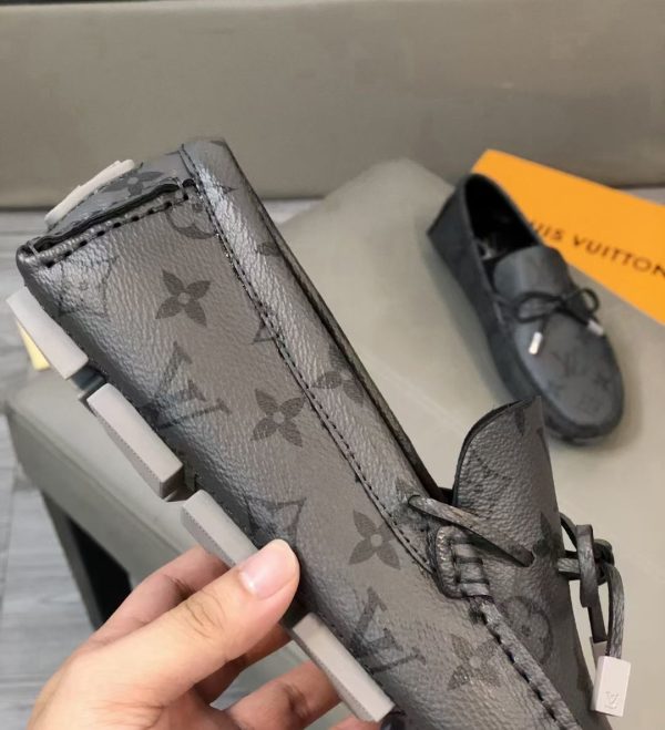 Louis Vuitton, người đàn ông, giày đậu, đậu, da, vải, bò đen