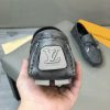 Louis Vuitton, người đàn ông, giày đậu, đậu, da, vải, bò đen