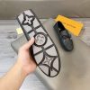 Louis Vuitton, người đàn ông, giày đậu, đậu, da, vải, bò đen