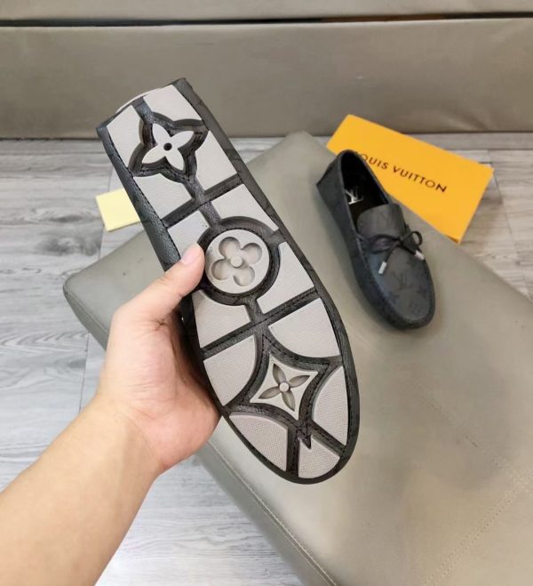 Louis Vuitton, người đàn ông, giày đậu, đậu, da, vải, bò đen