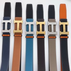 Hermès thắt lưng da đàn ông chiều rộng 3.8cm
