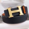 Hermès thắt lưng da đàn ông chiều rộng 3.8cm