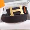 Hermès thắt lưng da đàn ông chiều rộng 3.8cm