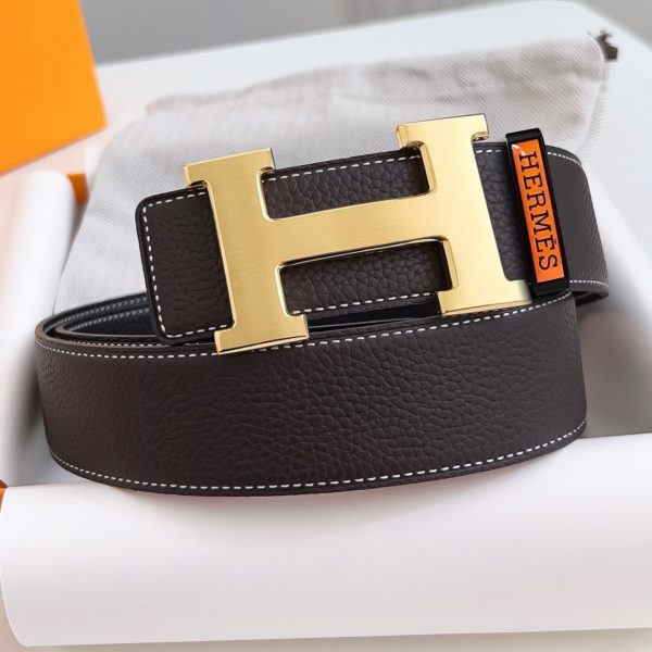 Hermès thắt lưng da đàn ông chiều rộng 3.8cm