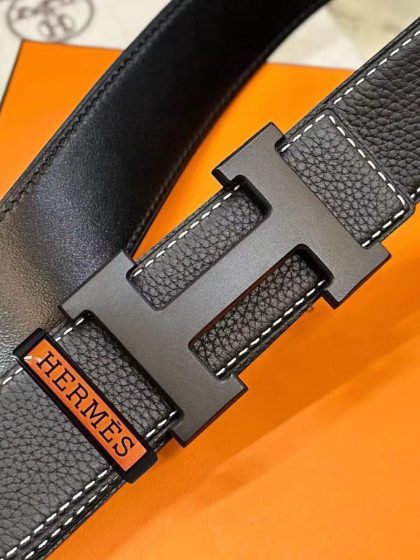 Hermès chiều rộng 3.8cm nhập khẩu bản gốc hai mặt da vải thiều mang theo