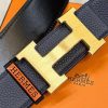 Hermès chiều rộng 3.8cm nhập khẩu bản gốc hai mặt da vải thiều mang theo