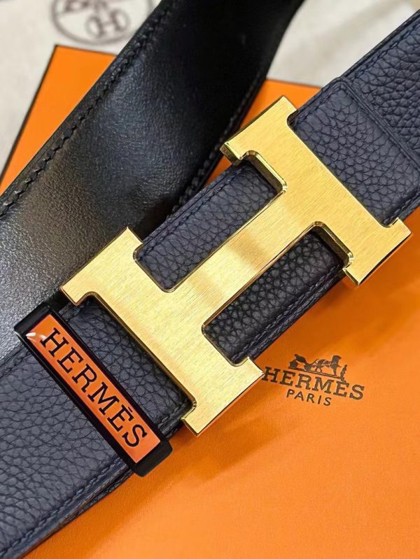 Hermès chiều rộng 3.8cm nhập khẩu bản gốc hai mặt da vải thiều mang theo