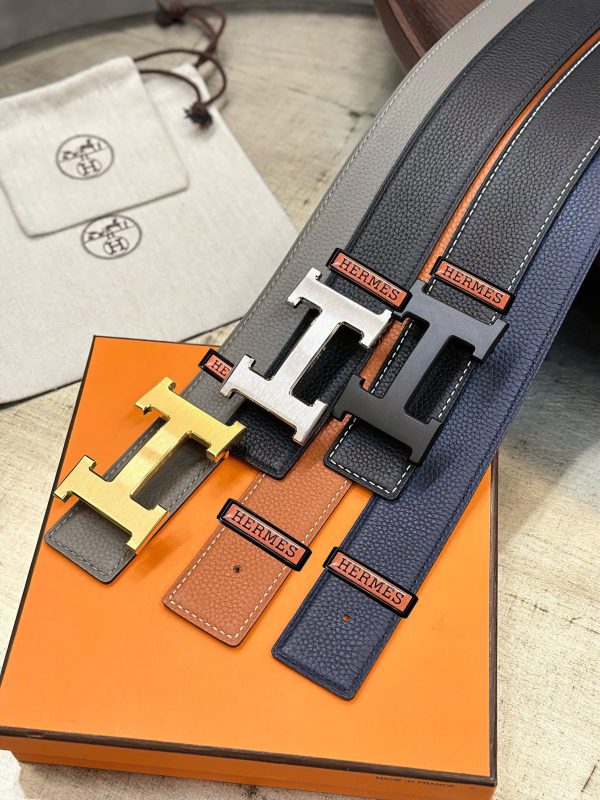 Hermès chiều rộng 3.8cm nhập khẩu bản gốc hai mặt da vải thiều mang theo