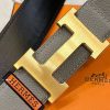 Hermès chiều rộng 3.8cm nhập khẩu bản gốc hai mặt da vải thiều mang theo