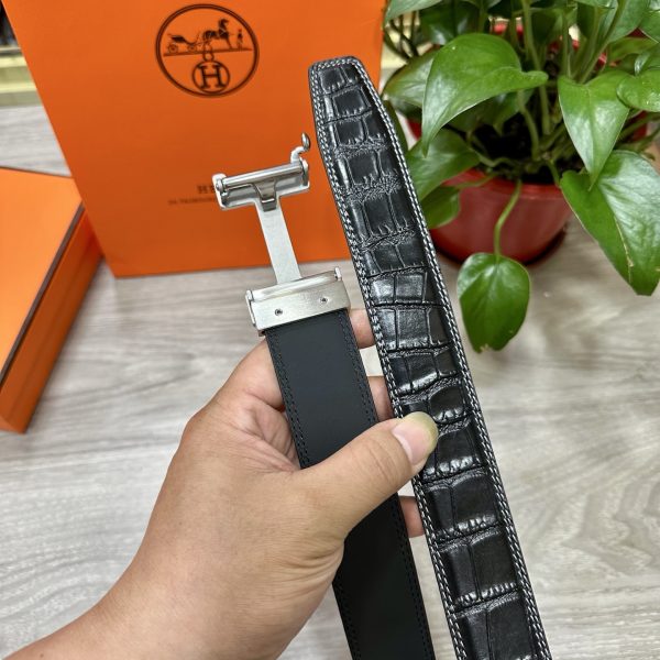Hermès đàn ông tự động khóa dây lưng rộng 35mm mạ điện chân không