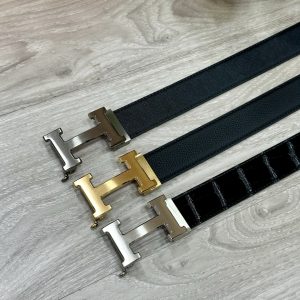 Hermès đàn ông tự động khóa dây lưng rộng 35mm mạ điện chân không