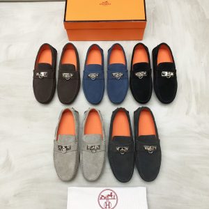 Hermès, đậu, giày, da, bò màu cam